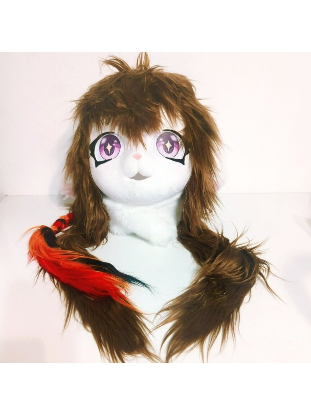 Kigurumi Kemono Fursuit Furry Head Mask Fursona Cosplay Purple Eyes Brown Hair